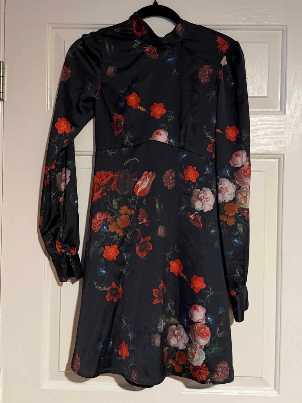 Urban Outfitters Black Floral Long-Sleeve Mini Dress